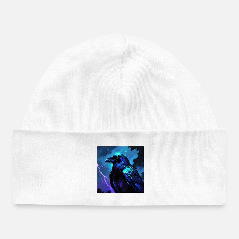 Art du corbeau de nuit électrique - Bonnet bébé bio - blanc