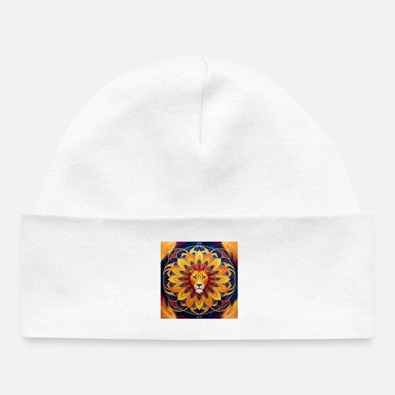 Design Mandala Lion du Lion de Soleil - Bonnet bébé bio - blanc