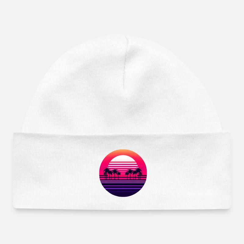 Néons Sunset Palmlands - Bonnet bébé bio - blanc