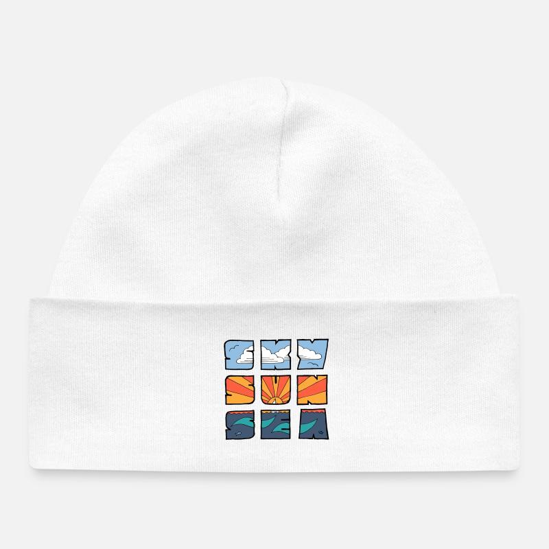 Ciel Soleil Mer - Bonnet bébé bio - blanc