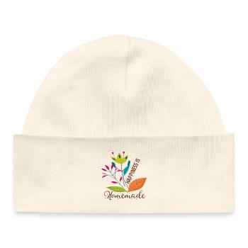 Blumenmotiv Glücklich Naturdesign - Baby Organic Mütze - Weiß - Vorne
