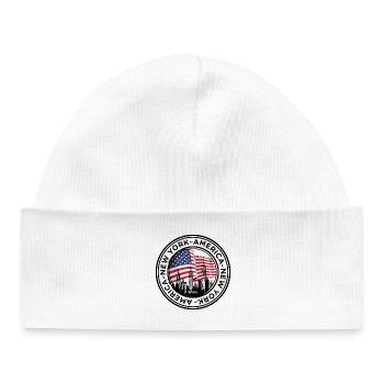 American Skyline with Flag Embrace - Baby Organic Beanie - white - Front