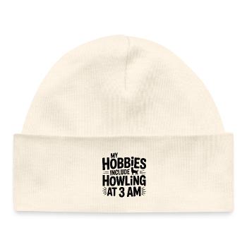 My Hobbies Include Howling Husky  - Baby Organic Beanie - white - Front