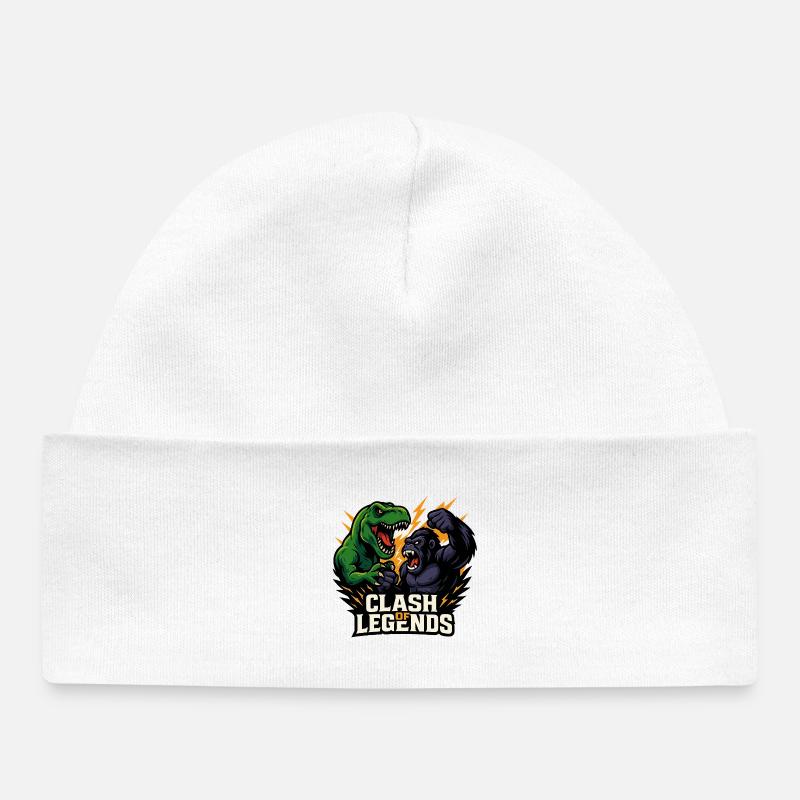 Dino contre gorille - Bonnet bébé bio - blanc