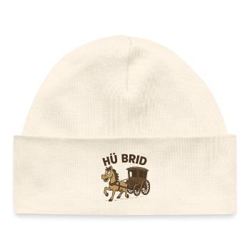 Humorous horse-drawn carriage motif - Baby Organic Beanie - white - Front