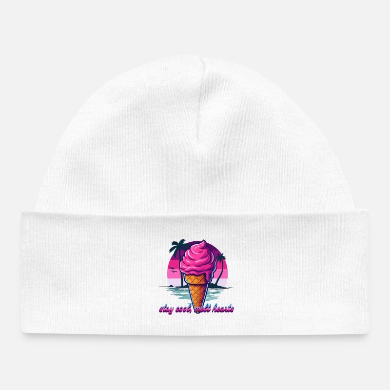 Pink Eiscreme Sunset Design - Baby Organic Mütze - Weiß