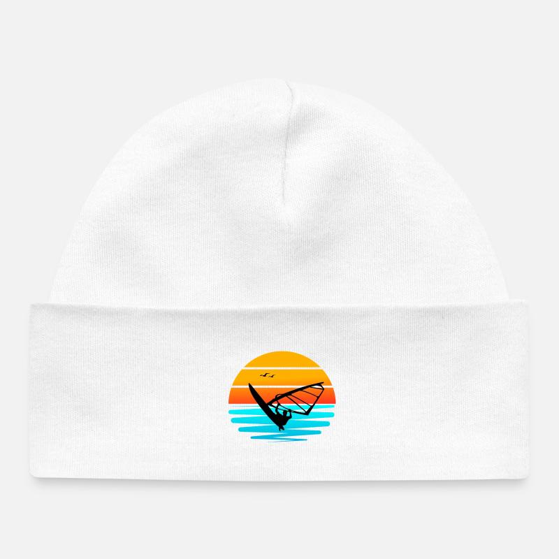 Windsurf au Coucher de Soleil - Bonnet bébé bio - blanc