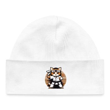 Kawaii Cat Karate Dojo Design - Baby Organic Beanie - white - Front