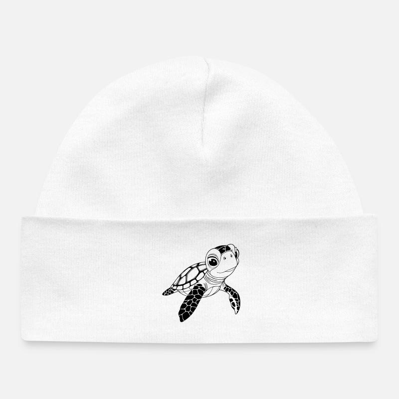 Turtle - Baby Organic Beanie - white