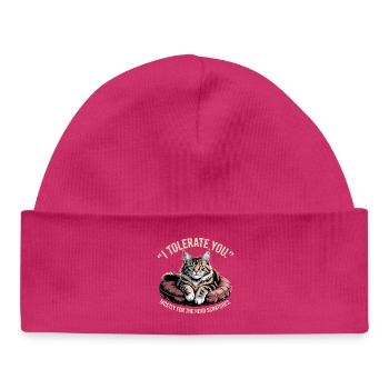 Head Scratch Cat - Baby Organic Beanie - hot pink - Front