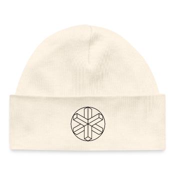 Geometric Snowflake Crop Circle - Baby Organic Beanie - white - Front