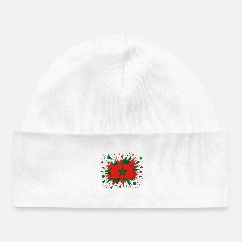 Drapeau marocain en style pinceau - Bonnet bébé bio - blanc
