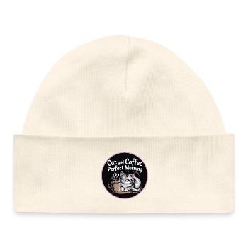 Cat love and coffee enjoyment - Baby Organic Beanie - white - Front