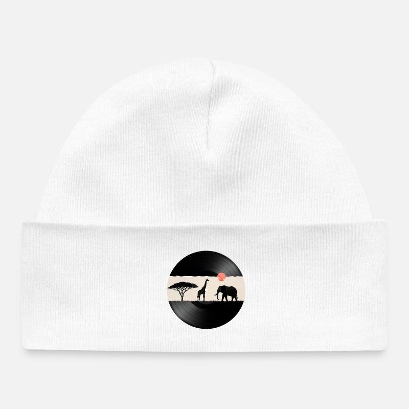 Disque vinyle African Sunset - Bonnet bébé bio - blanc