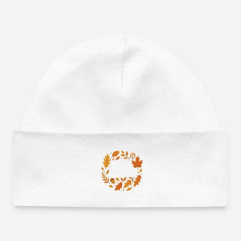 Conception de couronne de feuillage d’automne - Bonnet bébé bio - blanc