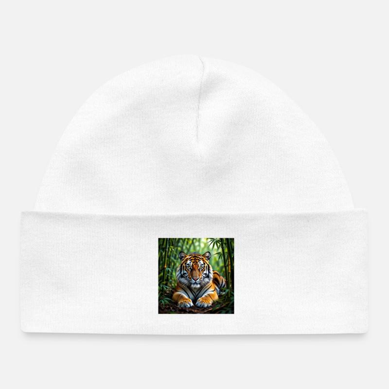 Tigre de la jungle - Bonnet bébé bio - blanc