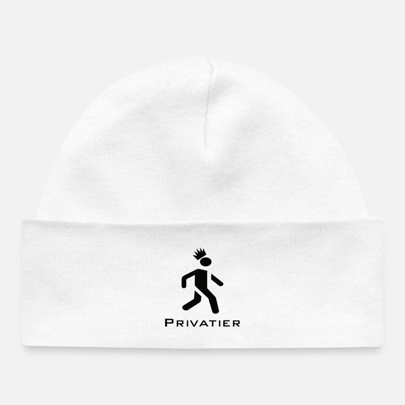Privatier - Coureur avec Crown Design Black - Bonnet bébé bio - blanc