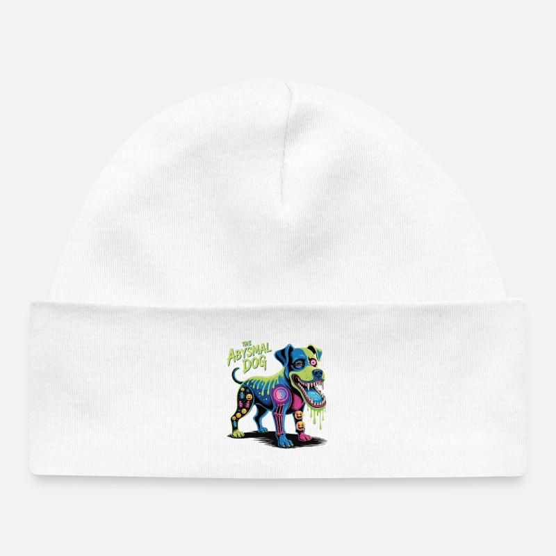 L’art néon du chien abyssal - Bonnet bébé bio - blanc
