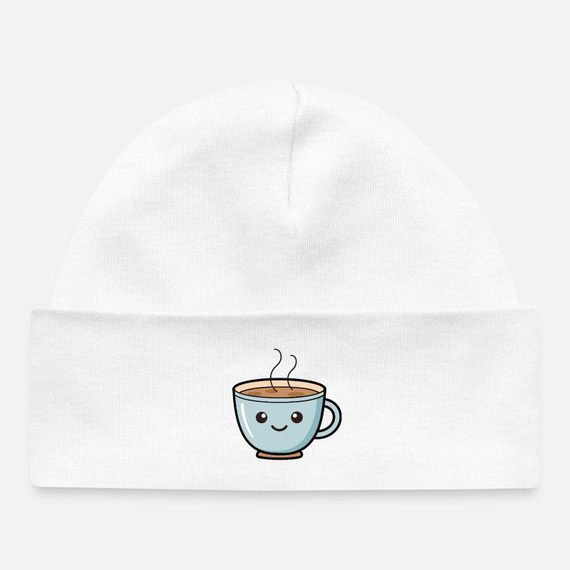 Conception mignonne de tasse à café Kawaii - Bonnet bébé bio - blanc