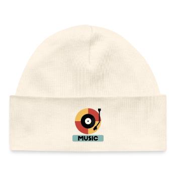Retro Plattenspieler Musik Kunst - Baby Organic Mütze - Weiß - Vorne