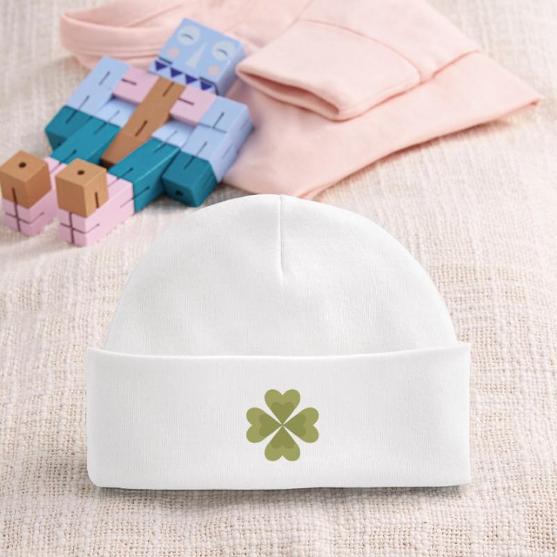 Four-Leaf Clover Pattern Design Baby Organic Beanie