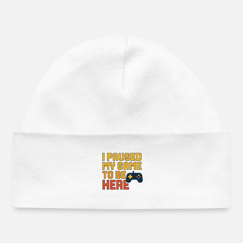 J’ai mis mon jeu en pause pour être ici - Bonnet bébé bio - blanc