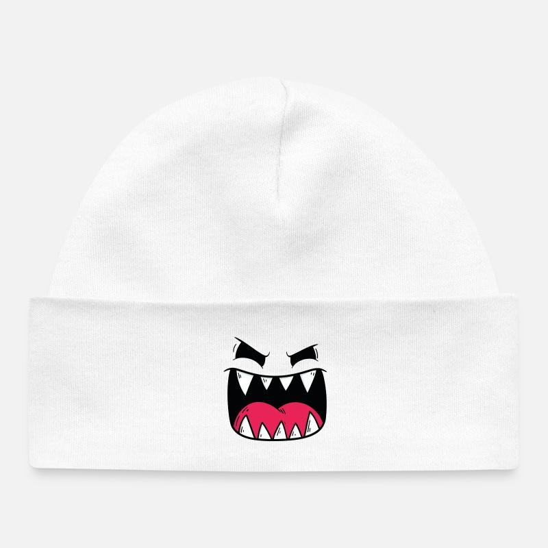 Motif de visage de monstre démoniaque - Bonnet bébé bio - blanc