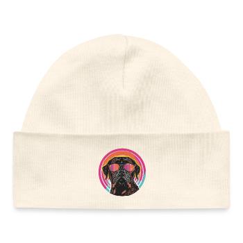 Chien chic avec des lunettes de soleil - Bonnet bébé bio - blanc - Devant