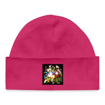 Colorful bouquet on black Flemish - Baby Organic Beanie - white - Front