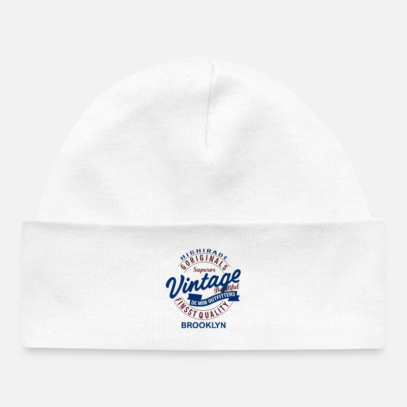 Vintage Style Brooklyn Outfitters Logo - Bonnet bébé bio - blanc