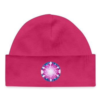 FlowersMandala in Magenta, Pink and Blue - Baby Organic Beanie - white - Front