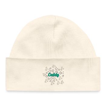 Lettrage lumineux avec étoiles - Bonnet bébé bio - blanc - Devant