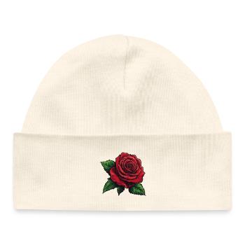 Rose red / Petals vector graphic - Baby Organic Beanie - white - Front