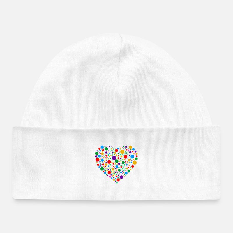 Coeur à pois coloré – Bright Spotty Dotted - Bonnet bébé bio - blanc