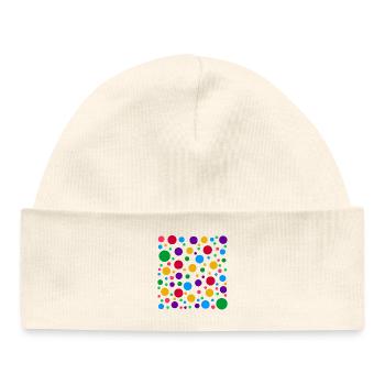 Colourful Polka Dot Pattern – Bright Spotty Dotted - Baby Organic Beanie - white - Front