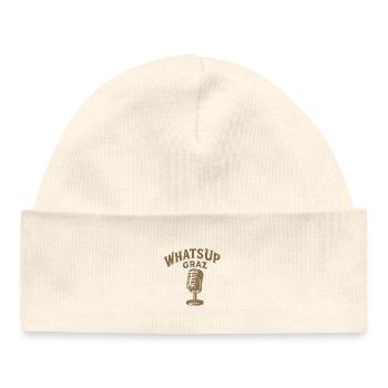 What's Up Graz Microphone Logo - Baby Organic Beanie - white - Front