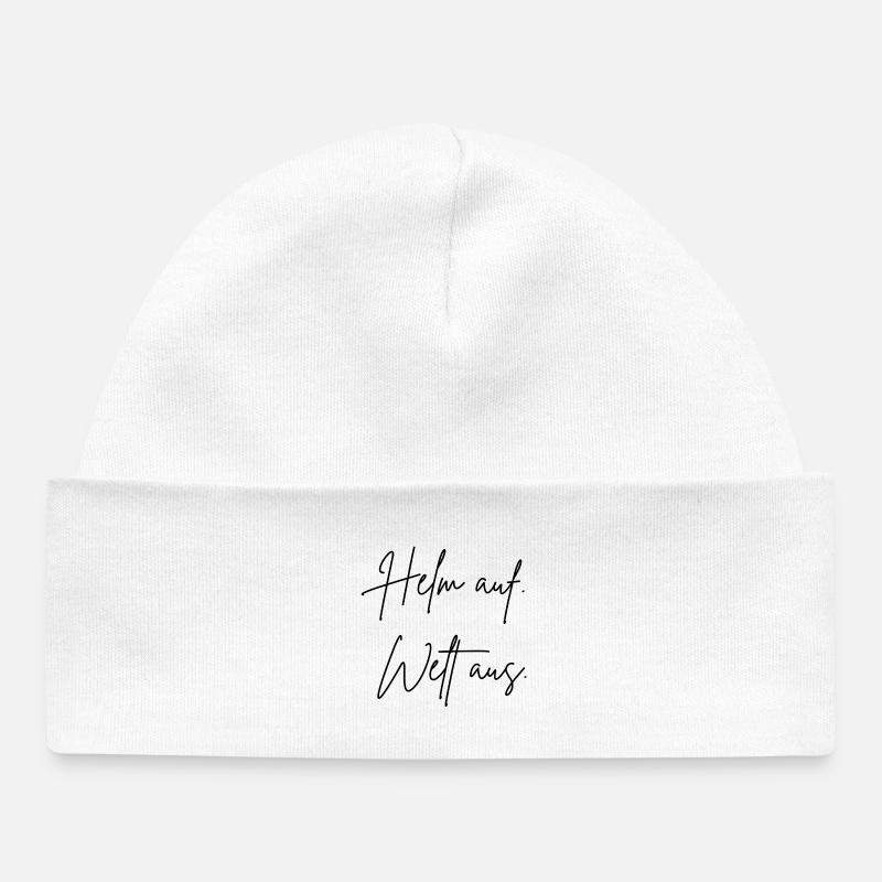 Casque sur la tête. monde. - Bonnet bébé bio - blanc