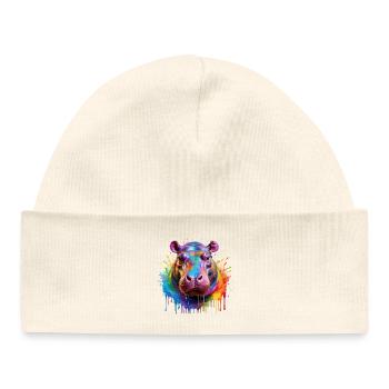 Colorful Hippo Color Explosion - Baby Organic Beanie - white - Front