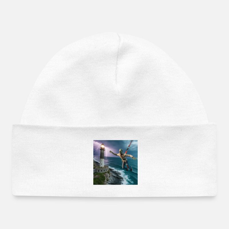 Zombie sur corde au-dessus du phare - Bonnet bébé bio - blanc