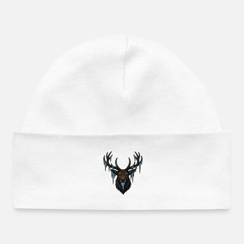 Glaçon Tête de cerf - Bonnet bébé bio - blanc