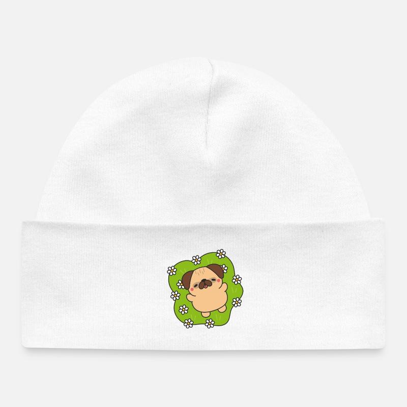 Carlin en Fleurs Joyeux - Bonnet bébé bio - blanc