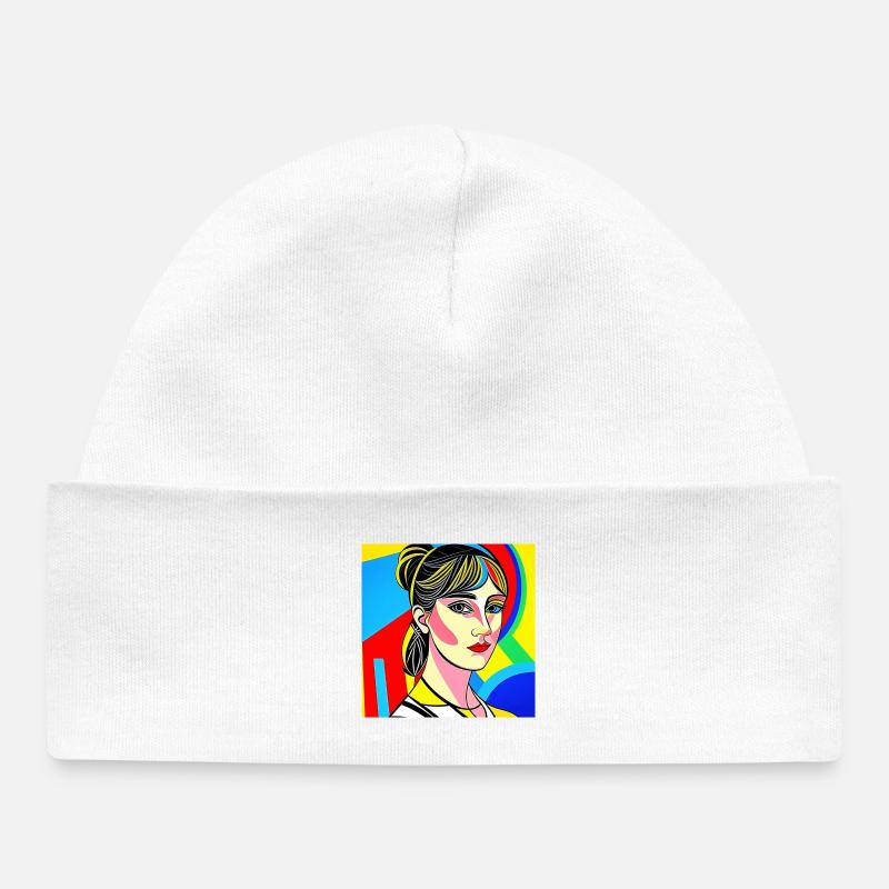 Portrait Pop Coloré - Bonnet bébé bio - blanc