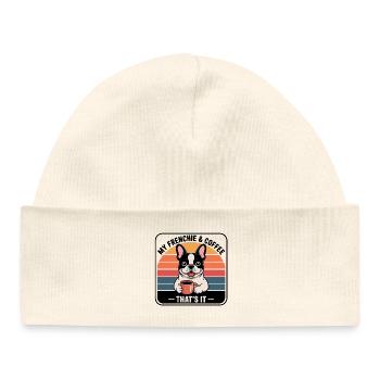 Coffee Break Bulldog Frenchie Retro - Baby Organic Beanie - white - Front