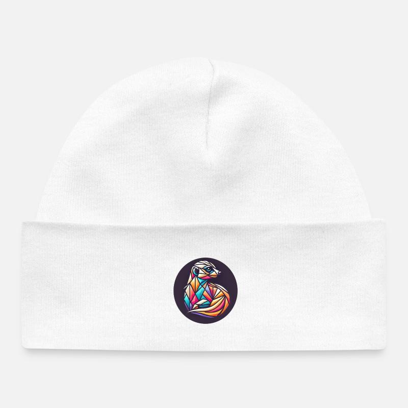 Suricate coloré géométrique - Bonnet bébé bio - blanc
