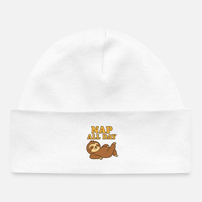 Sieste défectueuse toute la journée Lustiges Chill Design - Bonnet bébé bio - blanc