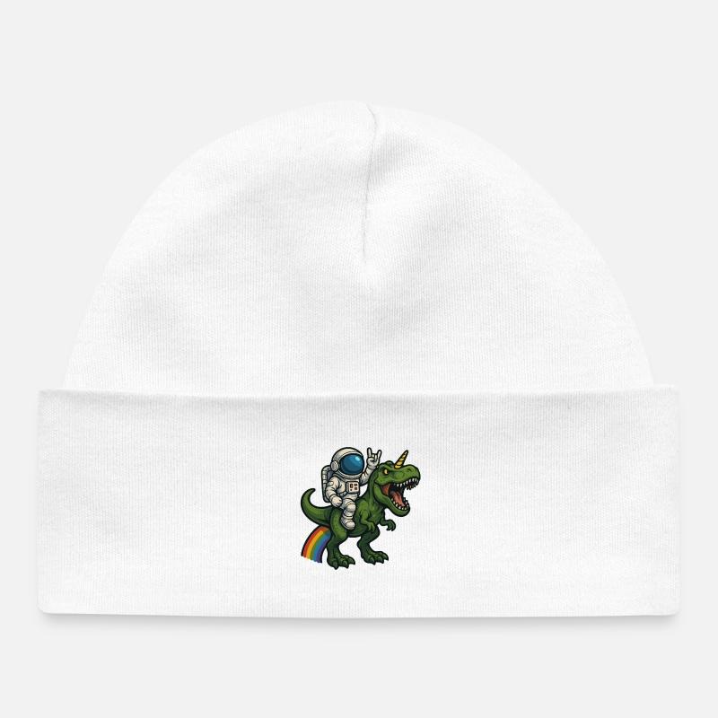 Astronaute chevauchant la licorne T-Rex - Bonnet bébé bio - blanc