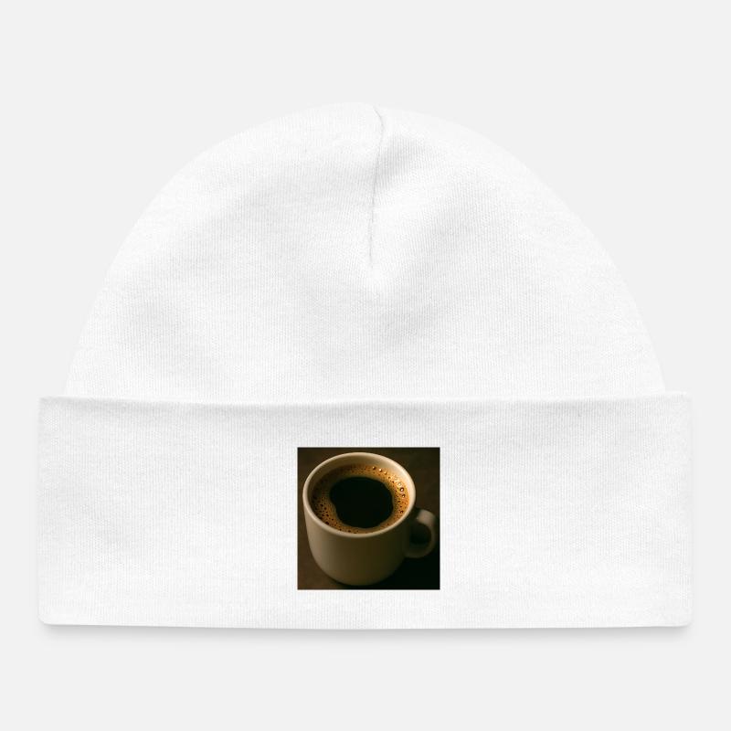 Une tasse de café noir - Bonnet bébé bio - blanc