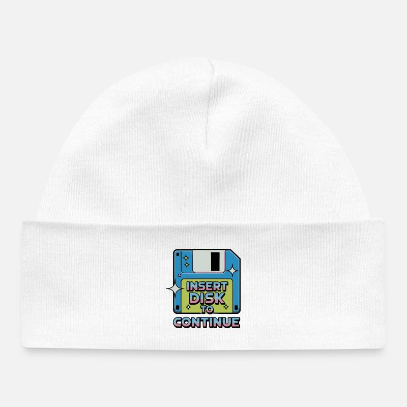 Y2K Retro – Insert Disk to Continue - Baby Organic Mütze - Weiß