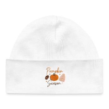 Pumpkin Season Cozy Autumn Print - Baby Organic Beanie - white - Front