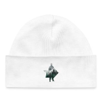 Modern Forest Geometric Human Silhouette - Baby Organic Beanie - white - Front